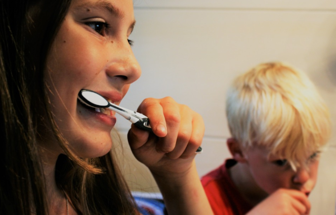 brushing teeth